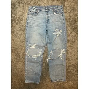 American Eagle Size 18 Long Curvy 90s Straight Distressed Jeans